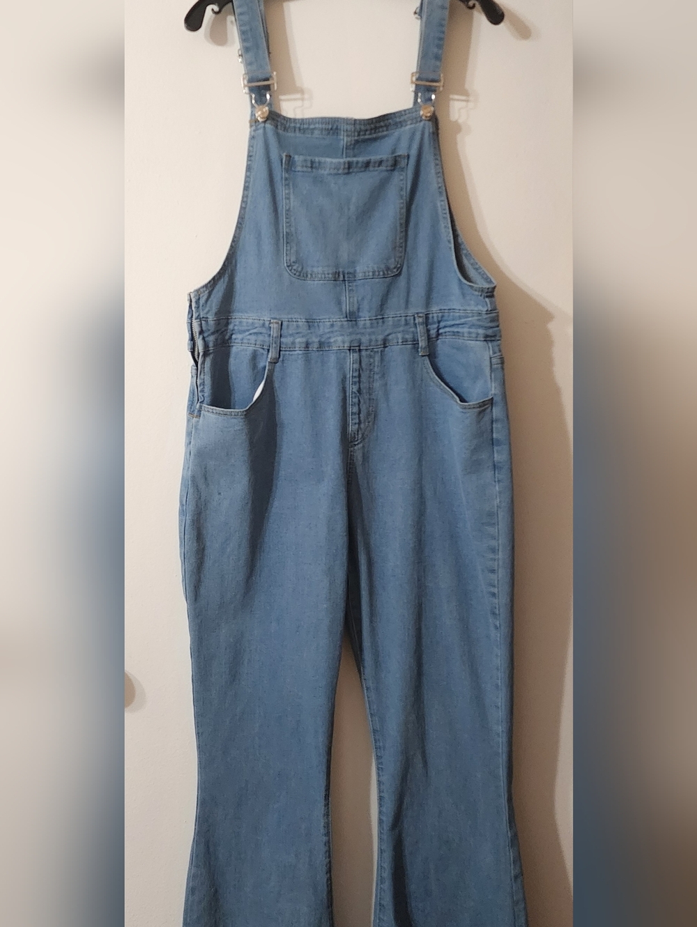 Pink Lily Light Blue Denim Overalls with Pink Label
